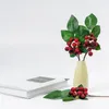 Декоративные цветы -Ягодные ягоды 20 ветвей с 240 кусочками подделка Holly Diy рождественские фрукты вишневые ветвь украшения