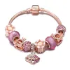 Bracelete de charme da nova pulseira Pandora fêmea pendente de ouro rosa Diy Liga grande jóias de miçanga inteira de lembrança 293T