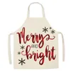 Red Black Grid Christmas Apron Linen Xmas Cooking Apron Household Oil Proof Sleeveless Aprons Adult Children Art Painting Bib TH0344