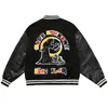 Herrjackor lacible hiphop lös basebolljacka rockar män kvinnor streetwear bomber skalle lappar harajuku broderi varsity