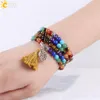 CSJA 108 Mala Pierre Naturelle Perles Oeil De Tigre Multicouche Wrap Bracelets 7 Chakra Guérison Mala Méditation Prière Yoga Bijoux Faits À La Main 277l