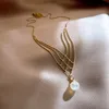 2022 Новый дизайн металлический тканый сетка подвеса волшебная жемчужная колье для вечеринки модные ювелирные аксессуары для женской сексуальной цепи шеи