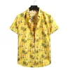 Chemises décontractées pour hommes Chemise de plage pour hommes Coton et lin à manches courtes Floral Hommes Été