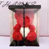 Decorative Flowers Valentines Day Gift 25cm Rose Bear Heart Artificial Flower Teddy Decoration For Women Wedding Birthday Christmas