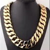 Nya herrgjutna titanstålhalsband Herrarna Super Thick Fashion Gold-Plated Necklace294g