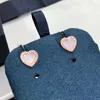Stud S925 sterling silver sweet pink heart stud earrings for women luxury designer shining diamond cute bracelets necklace earring jewelry R230619
