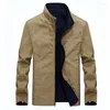 Men's Jackets 8875 Spring Autumn Double-Sided Jacket For Men Business Casual Stand Collar Multiple Pockets Classic Khaki Coat Male Clothes