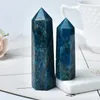 Figurine decorative Colore scuro naturale Blu Apatite Punto di cristallo Pietra curativa Obelisco Bacchetta di quarzo Bellissimo ornamento per la decorazione domestica