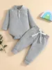 Set di abbigliamento Born Baby Girl Boy Vestiti Tinta unita Manica lunga Pagliaccetto Pantaloni Set 2 pezzi Autunno Inverno Abiti casual di base