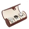 Watch Boxes 3 Slots Roll Travel Case Chic Portable Vintage Leather Display Storage Box Organizer Jewerly Holder For Watches