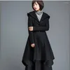 Trenchs de femmes Femmes 2022 Automne et hiver national vent manteau de laine à capuche longue simple boutonnage cardigan coupe-vent