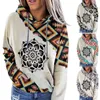 Sweat à capuche pour femmes automne d'hiver chaud de la mode des femmes Western Western Print Pullor Sweat-shirt vintage décontracté aztec à manches longues