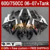 Injection Mold Fairings & Tank For SUZUKI GSXR750 GSXR600 K6 GSX-R600 2006 2007 154No.55 GSXR-750 GSXR 600 750 CC 750CC 06-07 600CC GSXR-600 06 07 OEM Fairing black glossy