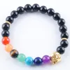 Natural Gemstones Round Beads Owl Bracelets Strands 7 Chakra Healing Mala Meditation Prayer Yoga Women Jewelry BK327