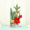 Kerst Tree Decorations Led Luminous houten bodem desktop mini -ornamenten