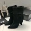 Laarzen met puntige neushak Echt leer Enkellaarsjes met hak Zijritsschoenen Runway luxe ontwerpersschoen dames fabrieksschoenen8cm35-41szie