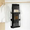 Storage Bags 6 Pocket Hanging Handbag Organizer Home Wardrobe Closet Transparent Bag Non-woven Holder For Hanger