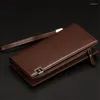 Wallets Baellerry Business Solid Leather Men Long Portable Cash Purses Casual Purse For Man Male Clutch Bag