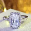 Bijoux de luxe bague en Zircon simulation bague en Zircon coupe princesse bague de mariage en diamant simulé ensemble cadeau avec boîte22908174175