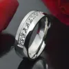 Bague de fiançailles de mariage en acier inoxydable CZ, bande R178B, taille 5 6 7 8 9 102672