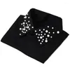 Bow Ties 2022 Coton noir Colliers Faux pour femmes Perles Revers Détachement Faux cols Vintage Sweater Décoration Faux Col