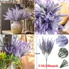 Flores decorativas 35 cm 5-20 Manojo Artificial Flocado Plástico Lavanda Paquete Planta falsa para la boda Brida Ramo Decoración del hogar al aire libre