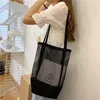 Avondtassen 2022 vrouwen schouder mesh holle canvas winkelen zomer strandmeisjes casual pisthags tote zwart wit zwart wit