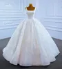 Sweetheart Wedding Dresses Sequins Pearls White Boat Neck Ball Gown SM67104-1