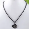 Collana con ciondolo pesce animale ematite nera per uomo donna 45 cm tubo con perline in pietra naturale collana girocollo gioielli femminili F3040