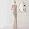 2022 Nieuwe sexy long mermaid formele avondjurk vrouwen feest prom jurken bling pailletten kunstontwerp