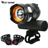 West Biking Zoomable Bicycle Light USB充電式防水1200lm T6 LEDバイクフロントヘッドライトサイクリングテールライトバイクライト2496