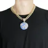 Anhänger Halsketten Iced Out Blue Earth Kubikzircon Halskette für Männer Mode Hip Hop Kristall Big Miami Kubanische Kette Party JewelryPendant280W