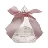 Enrole de presente Bow Diamond Shape Candy Box Conjunto de 6 pétala de chocolate de plástico transparente para casa de recipiente de festas de aniversário de casamento em casa armazenamento