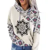 Sweat à capuche pour femmes automne d'hiver chaud de la mode des femmes Western Western Print Pullor Sweat-shirt vintage décontracté aztec à manches longues