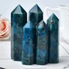 Figurine decorative Colore scuro naturale Blu Apatite Punto di cristallo Pietra curativa Obelisco Bacchetta di quarzo Bellissimo ornamento per la decorazione domestica