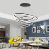 Pendelleuchten Moderne Ringe LED-Leuchten Glanz Fernbedienung Hängelampe für Wohnzimmer Esszimmer Schlafzimmer Restaurant Leuchten