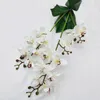 Decorative Flowers 3 Stem 15 Heads Real Touch Latex Artificial Moth Orchid Fake Phalaenopsis With Leaves For Wedding Home Decor