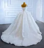 Sweetheart Wedding Dresses Sequins Pearls White Boat Neck Ball Gown SM67104-1