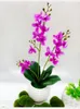 장식용 꽃 3 줄기 15 헤드 진짜 터치 라텍스 인공 나방 난초 가짜 phalaenopsis theving wedding 홈 장식을위한 잎