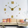 3D Digital Large Wall Clock DIY Mirror Oberfläche Wände Aufkleber Uhr Metall Acryl Wohnzimmer Uhren Home Hintergrunddekoration Th0325