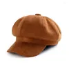 Berets Mode Woolen Baskenmütze Hüte Weibliche Achteckige Kappe Herbst Winter Stilvolle Künstler Maler Sboy Caps Einstellbar 5 Farben