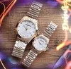 Couple Femmes Hommes Amoureux Montres 38mm 28mm Japon Mouvement À Quartz Horloge Montres-Bracelets Fine En Acier Inoxydable 316L Calendrier Tous Les Crimes Scanning Tick Watch