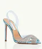 Design famoso Mulheres gatsby sand￡lias sapatos lady slingback apontado bombas de cristal swirl embelezado senhora sexy festejamento steletto salto alto caixa