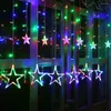 Strings 220V 250cm Pentagramme Étoile LED Rideau Chaîne Lampe Fée Romantique Vacances De Noël Lumières De Mariage Guirlande Décoration Lamparas