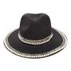 Berets Pearl Straw Hats For Women Bucket Sun Ribbon Men Hat Summer Panama Formal Outdoor Party Picnic Black White