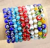 Turkish Evil Eye Beaded Strands Bracelets Glass Crystal Beads Bracelet For Women Girls Elastic Handmade Jewelry