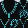 Fashion Necklaces For Woman Jewelry Turquoises Howlite Beads Cross Water Drop Heart Pendant & Necklace Strand 21 Inches BF314