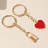 Haken 2 Teile/satz Paar Nette Pfirsich Herz Schlüsselbund Anhänger Schlüssel Ring Kette Kleine Tasche Ornamente Rot Liebe Valentinstag freundin Geschenk