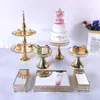 Bakeware Tools Gold Electriclate Metal Cake Stand Set Display Wedding Birthday Party Dessert Cupcake Plate Rack