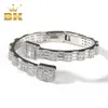 THE BLING KING 7 mm Baguette-Manschetten-Bangel, Mikro-Gepflastert, Bling-Quadrat-Zirkonia-Armband, luxuriöser Handgelenk-Rapper-Schmuck, Punk-Armreif 2203312108